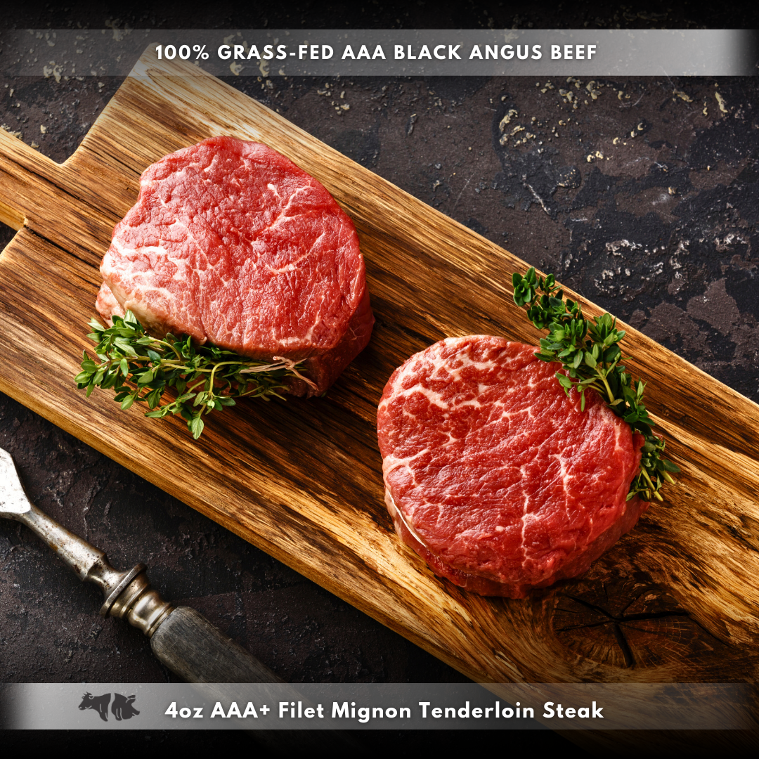 4oz AAA+ Filet Mignon Tenderloin Steak- (Grass Fed)