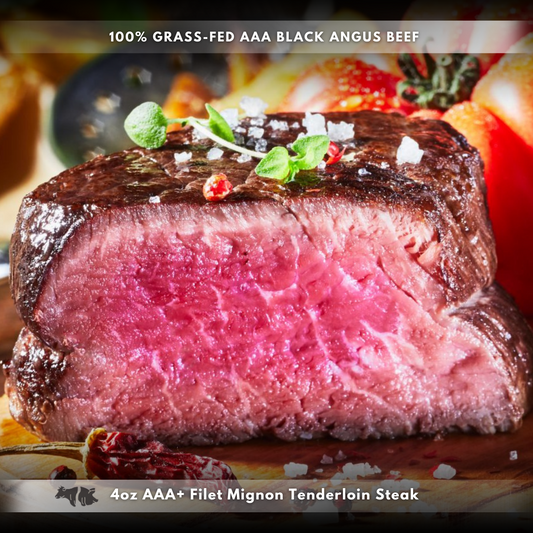 4oz AAA+ Filet Mignon Tenderloin Steak- (Grass Fed)